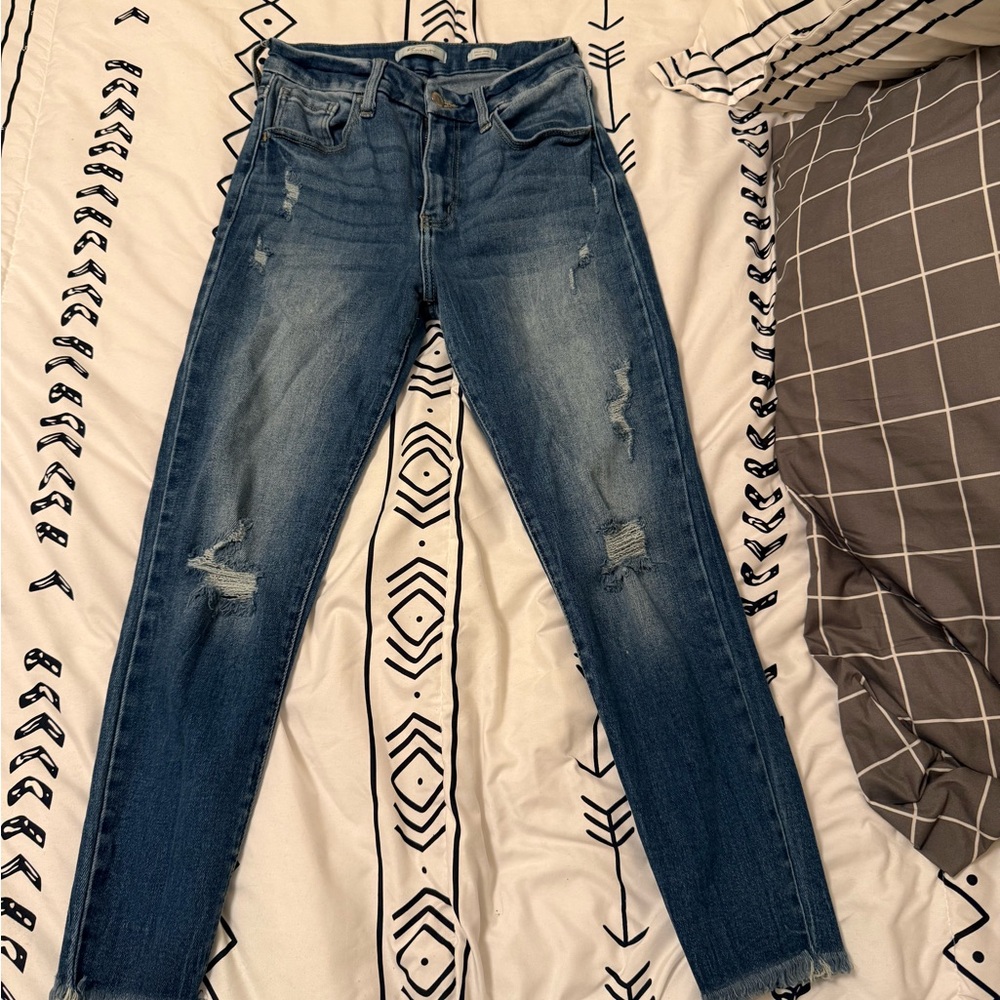 KanCan Women's Distressed Skinny Jeans - Blue